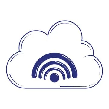 Social media cloud computing internet connection blue line fill style Stock Illustration