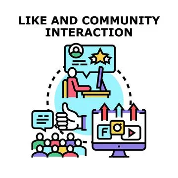 Social media community interaction concept vector Stock Illustration