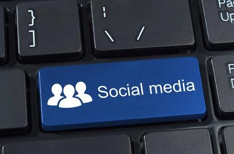 Social media computer button. Social media computer button with icon group... Stock Photos