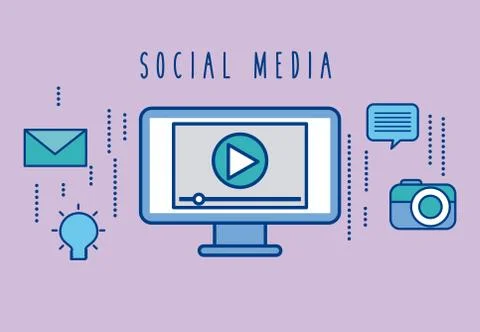 Social media computer digital player button 스톡 일러스트