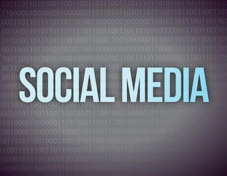 Social media concept in a black binary background Stockillustratie