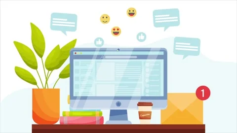 Social media concept. With chat bubbles, emotions and email notification. Stock Footage 150499550