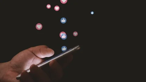 Social Media Concept Close Up of Hand Scrolling Smartphone Screen with Animated Stock Footage 112881894