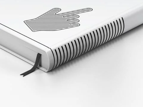 Social media concept: closed book, Mouse Cursor on white Stock Illustration