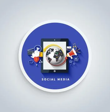 Social media concept. Cloud of application icons Illustrazione stock