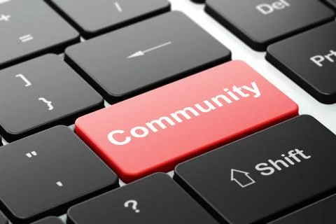 Social media concept: Community on computer keyboard background 스톡 일러스트