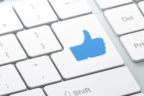 Social media concept: Like on computer keyboard background Stockillustratie
