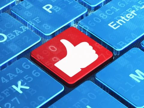 Social media concept: Like on computer keyboard background 스톡 일러스트