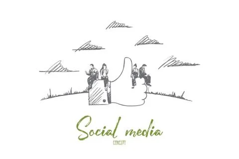 Social media concept. Hand drawn isolated vector. Stock Illustration