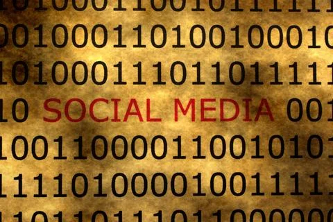 Social Media Concept Highlighted in Binary Code on Vintage Background Stock Photos
