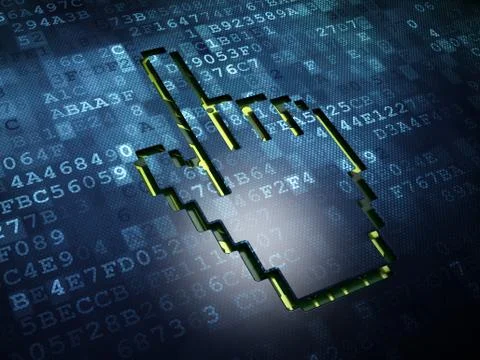 Social media concept: Mouse Cursor on digital screen background Stock Illustration