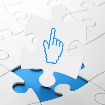 Social media concept: Mouse Cursor on puzzle background Stock Illustration