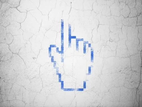 Social media concept: Mouse Cursor on wall background Illustrazione stock