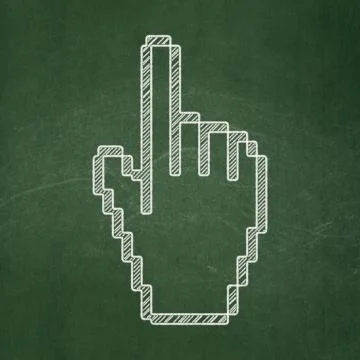 Social media concept: Mouse Cursor on chalkboard background Stock Illustration
