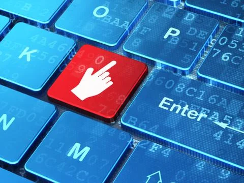 Social media concept: Mouse Cursor on computer keyboard background Illustrazione stock