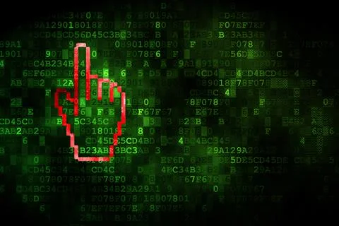 Social media concept: Mouse Cursor on digital background Illustrazione stock