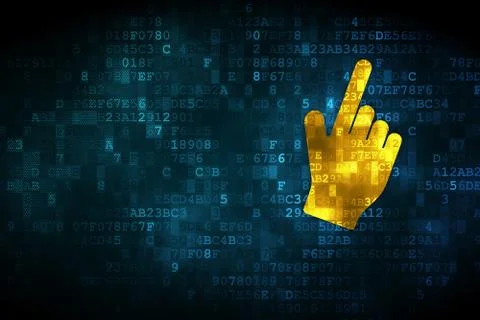 Social media concept: Mouse Cursor on digital background Stock Illustration