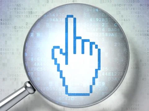 Social media concept: Mouse Cursor with optical glass on digita Ilustração Stock
