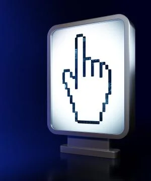 Social media concept: Mouse Cursor on billboard background Stock Illustration