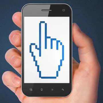 Social media concept: Mouse Cursor on smartphone Stock Illustration