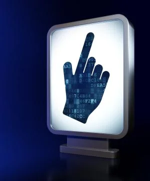 Social media concept: Mouse Cursor on billboard background Illustrazione stock