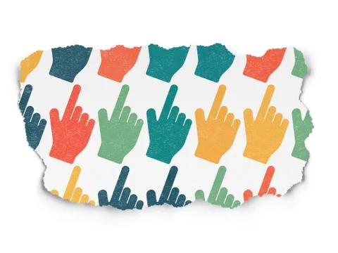 Social media concept: Mouse Cursor icons on Torn Paper Illustrazione stock