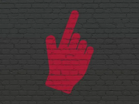 Social media concept: Mouse Cursor on wall background Ilustração Stock