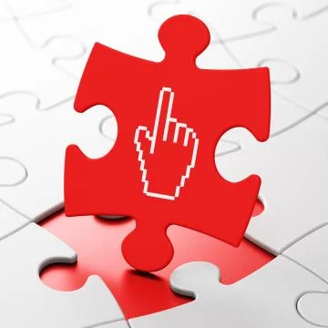Social media concept: Mouse Cursor on puzzle background Stock Illustration