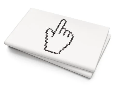 Social media concept: Mouse Cursor on Blank Newspaper background Illustrazione stock