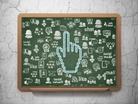 Social media concept: Mouse Cursor on School Board background Illustrazione stock