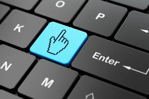 Social media concept: Mouse Cursor on computer keyboard background Stockillustratie