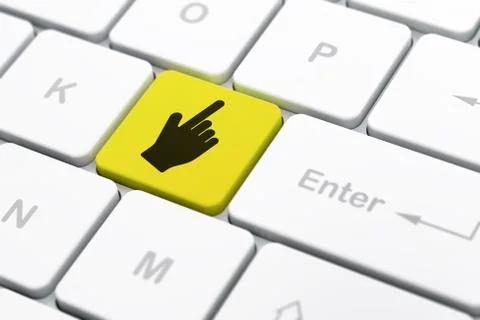 Social media concept: Mouse Cursor on computer keyboard background 스톡 일러스트
