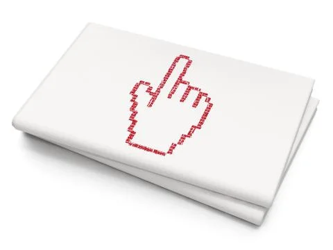 Social media concept: Mouse Cursor on Blank Newspaper background Illustrazione stock