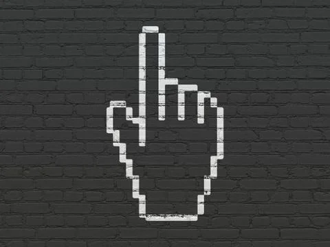 Social media concept: Mouse Cursor on wall background Stock Illustration