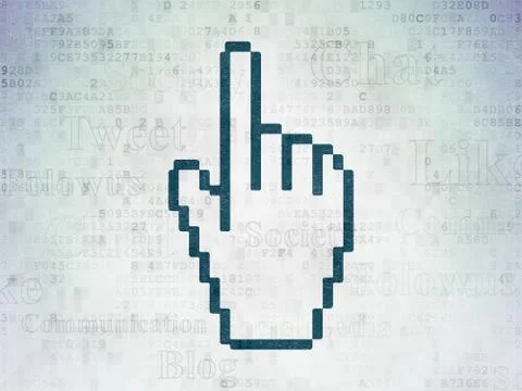 Social media concept: Mouse Cursor on Digital Data Paper background Stock Illustration