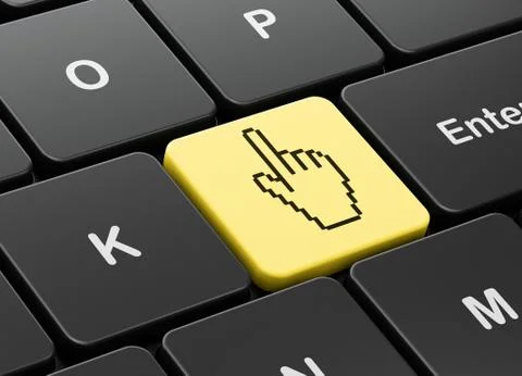 Social media concept: Mouse Cursor on computer keyboard background Stock Illustration