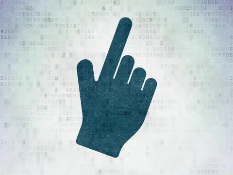 Social media concept: Mouse Cursor on Digital Data Paper background Illustrazione stock