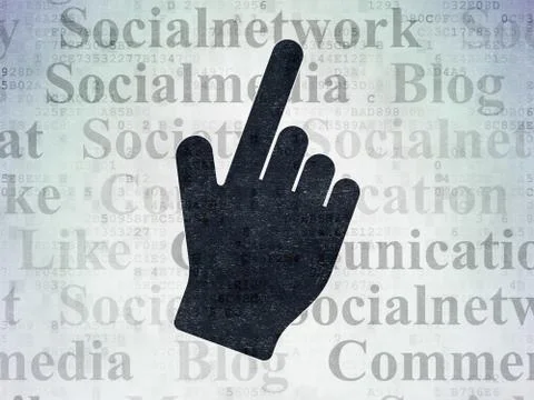 Social media concept: Mouse Cursor on Digital Data Paper background Stock Illustration