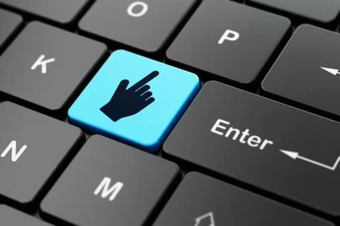 Social media concept: Mouse Cursor on computer keyboard background Illustrazione stock