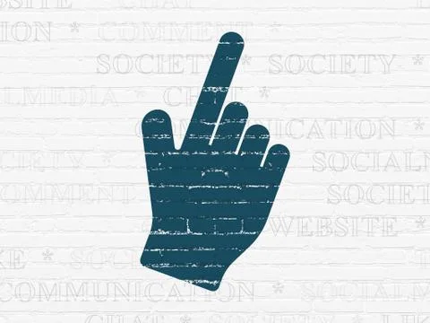 Social media concept: Mouse Cursor on wall background Stock Illustration