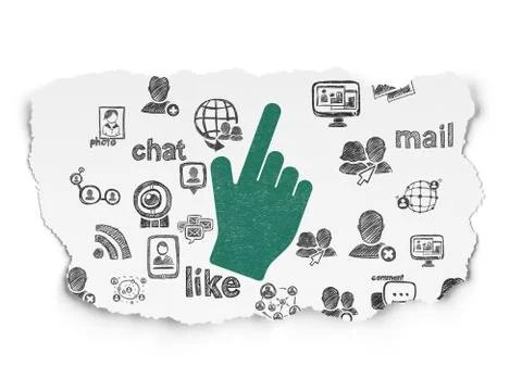 Social media concept: Mouse Cursor on Torn Paper background Stock Illustration
