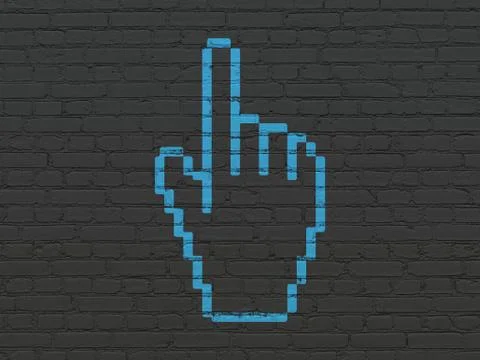 Social media concept: Mouse Cursor on wall background Illustrazione stock