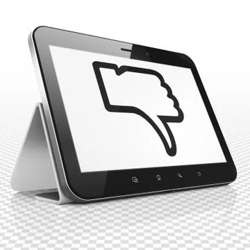 Social media concept: Tablet Computer with Thumb Down on display 스톡 일러스트