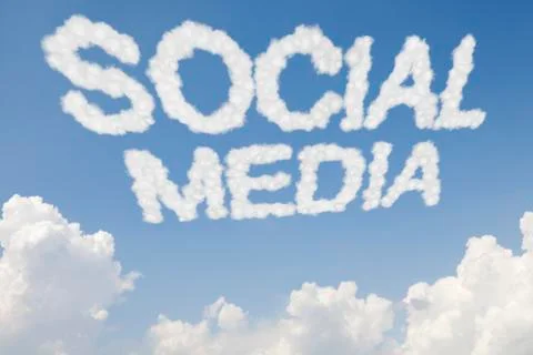 Social media concept text in clouds Stock Illustration
