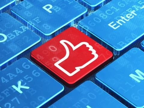 Social media concept: Thumb Up on computer keyboard background 库存插图