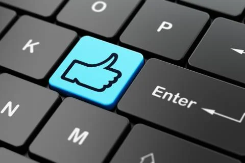 Social media concept: Thumb Up on computer keyboard background Stock Illustration