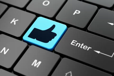Social media concept: Thumb Up on computer keyboard background Stock Illustration