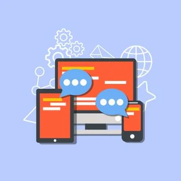 Social media concept vector flat illustration design. Community online on com Stock Illustration