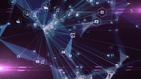 Social media connected devices of cloud computing and big data network technolog Stock Footage 128023827