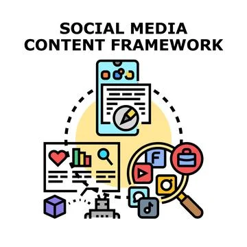 Social media content framework concept developing strategy Illustrazione stock